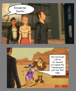 10th Doctor at Dreamland with Darkwing Duck & Launtchpad